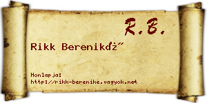 Rikk Bereniké névjegykártya